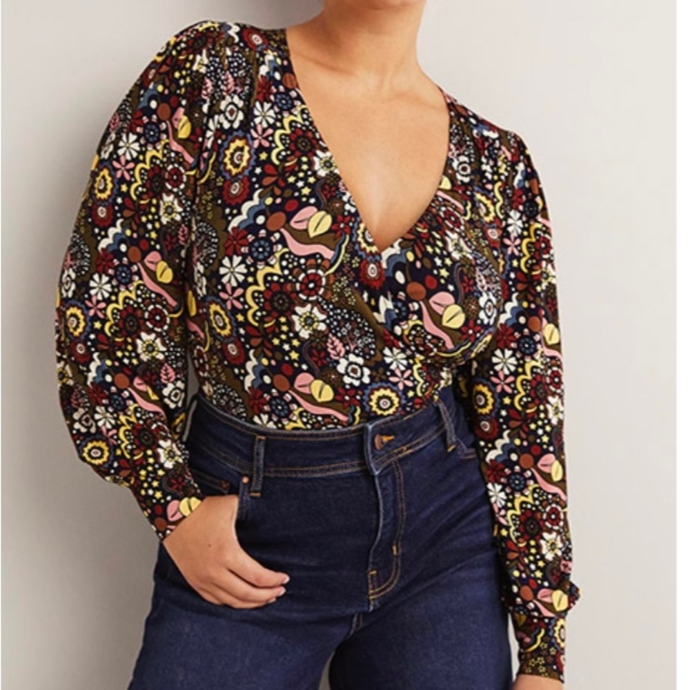 NWT Boden floral wrap top, size 16/18